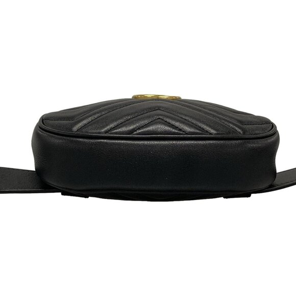 Auth GUCCI GG Marmont 476434 Black Leather Bum Bag - Picture 7 of 16